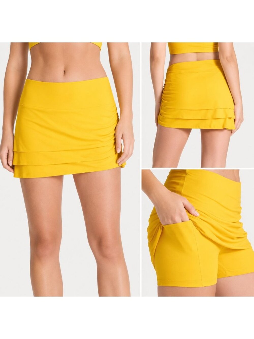 JoyLab Yellow High-Rise Layered Skort With Built-In Shorts & Pockets Size 1X